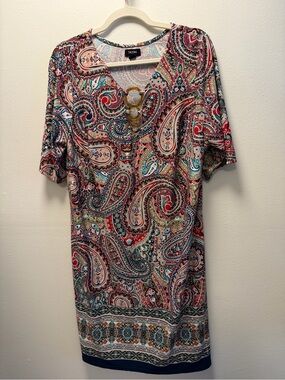 Tacera Knit Straight Knee Length Dress 1X Tortoise Rings